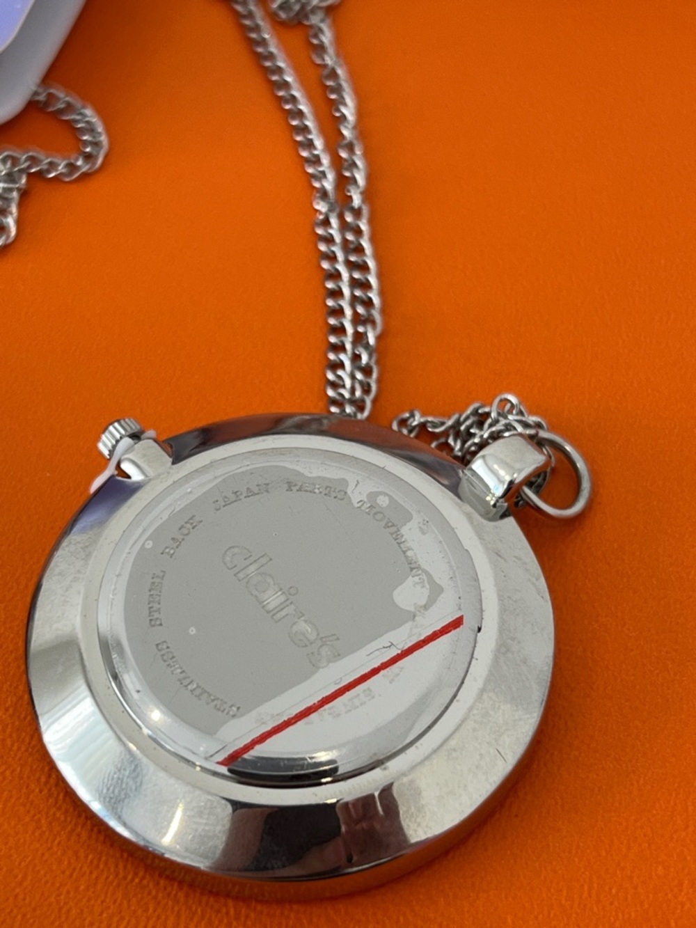 Claire's Silver Pendant Necklaces w Sparkling Pink Face NEW w tag! Best gift GWP - Picture 3 of 5